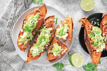 Turkey taco stuffed sweet potatoes