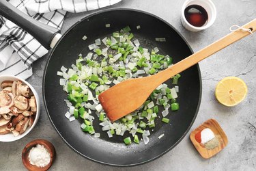 Sauté onion, bell pepper and garlic