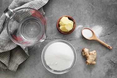 Ingredients for ginger simple syrup