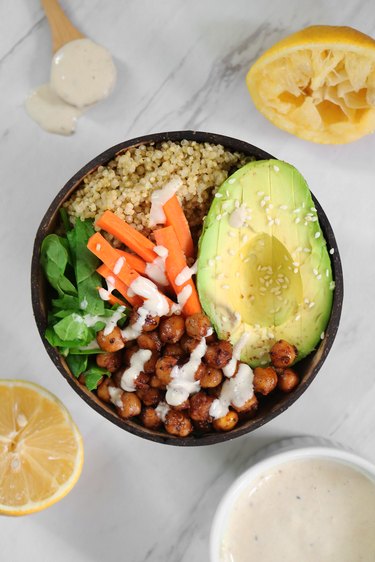 Smoky chickpea Buddha bowl with tahini sauce