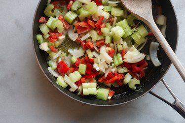 Cook the vegetables until they are just browned and soft.