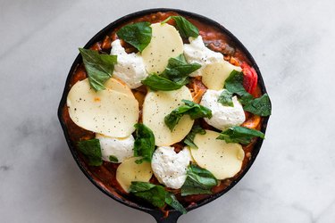 Layer over the ricotta and mozarella.