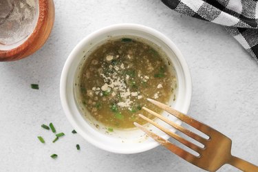 Mix melted butter, dry ranch mix and chives