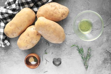 Ingredients for heart-shaped roasted potatoes