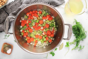 Cook onions, carrots and celery