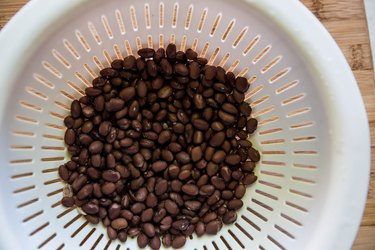 Black beans in a collander