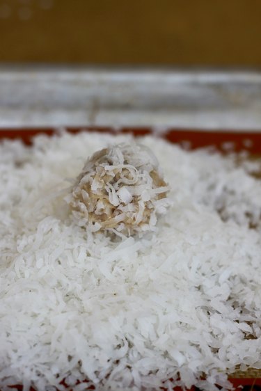 coconut snowballs on a pan