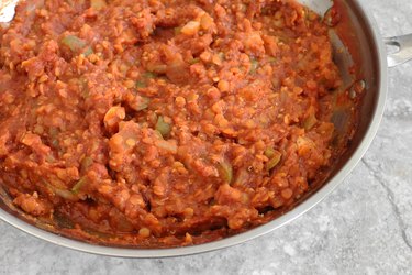 Cook lentil sloppy joe filling