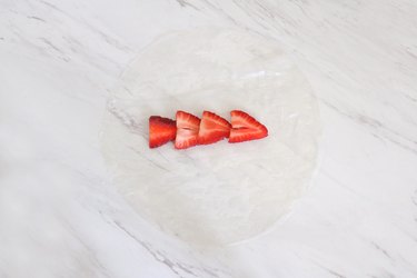 Fruit on wet rice paper