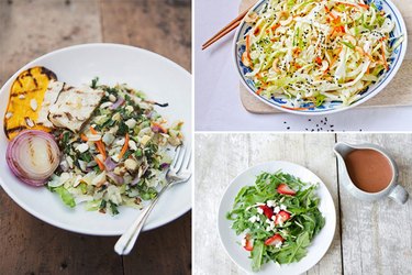 Three different types of salads.