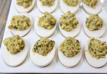 How to Make Guacamole Deviled Egg Footballs