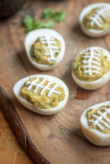 How to Make Guacamole Deviled Egg Footballs