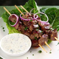 Although lamb is the classic pairing with tzatziki, you could substitute beef or pork.