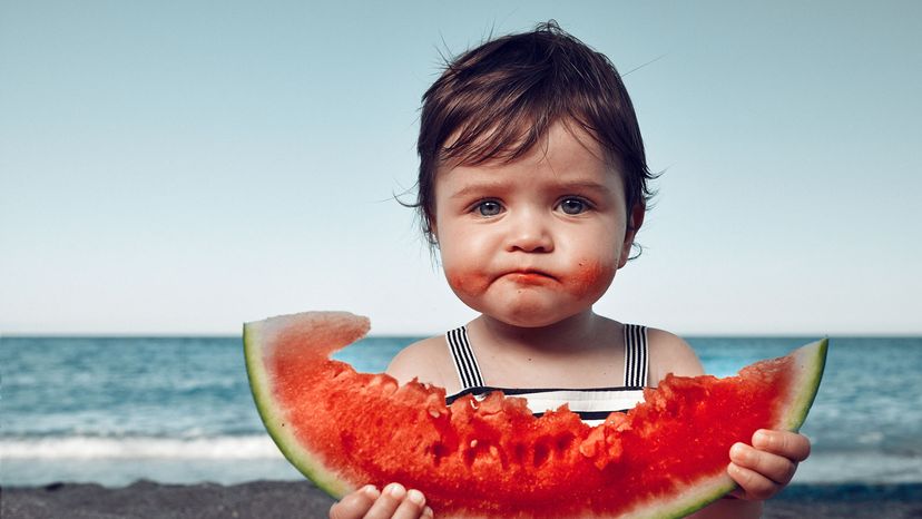 girl eating watermelon